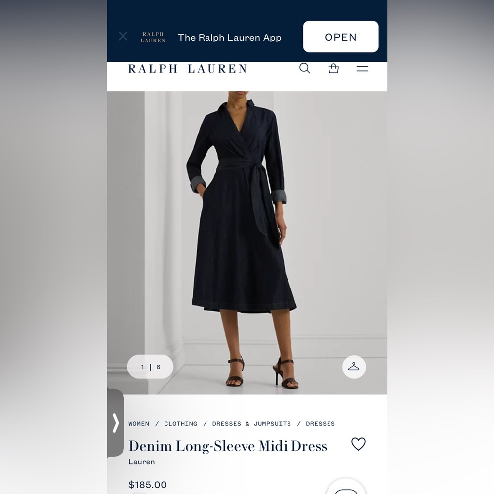 New Ralph Lauren denim faux wrap dress size 6